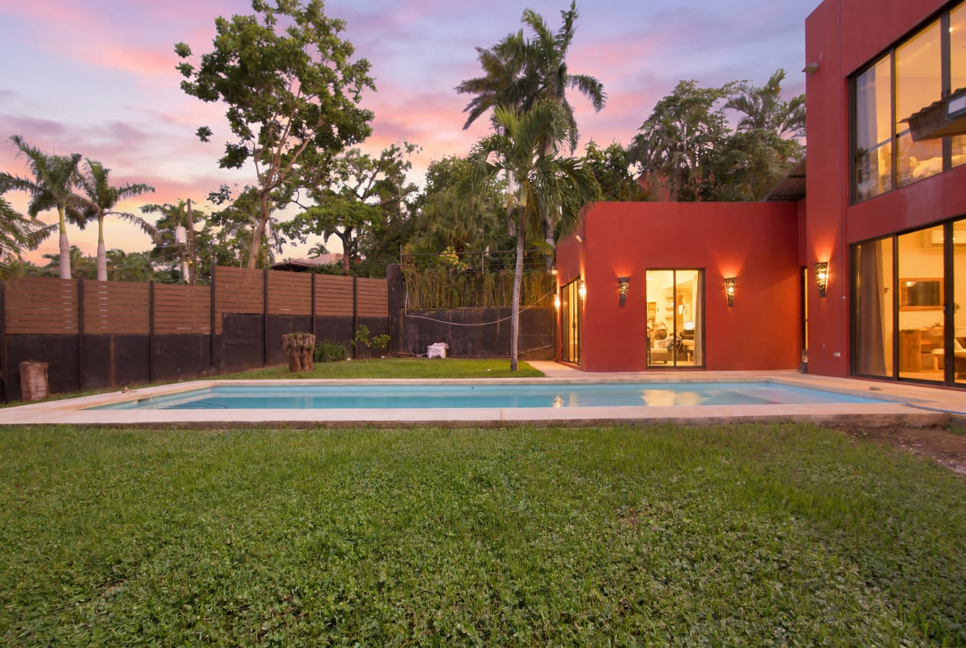 Private pool at sunset in Tamarindo, Costa Rica